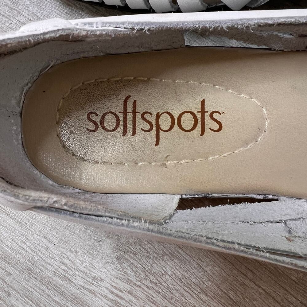 Softspots Shoes Womens Size 8 1/2 M White Leather Trinidad Huarache Flat - Picture 2 of 11